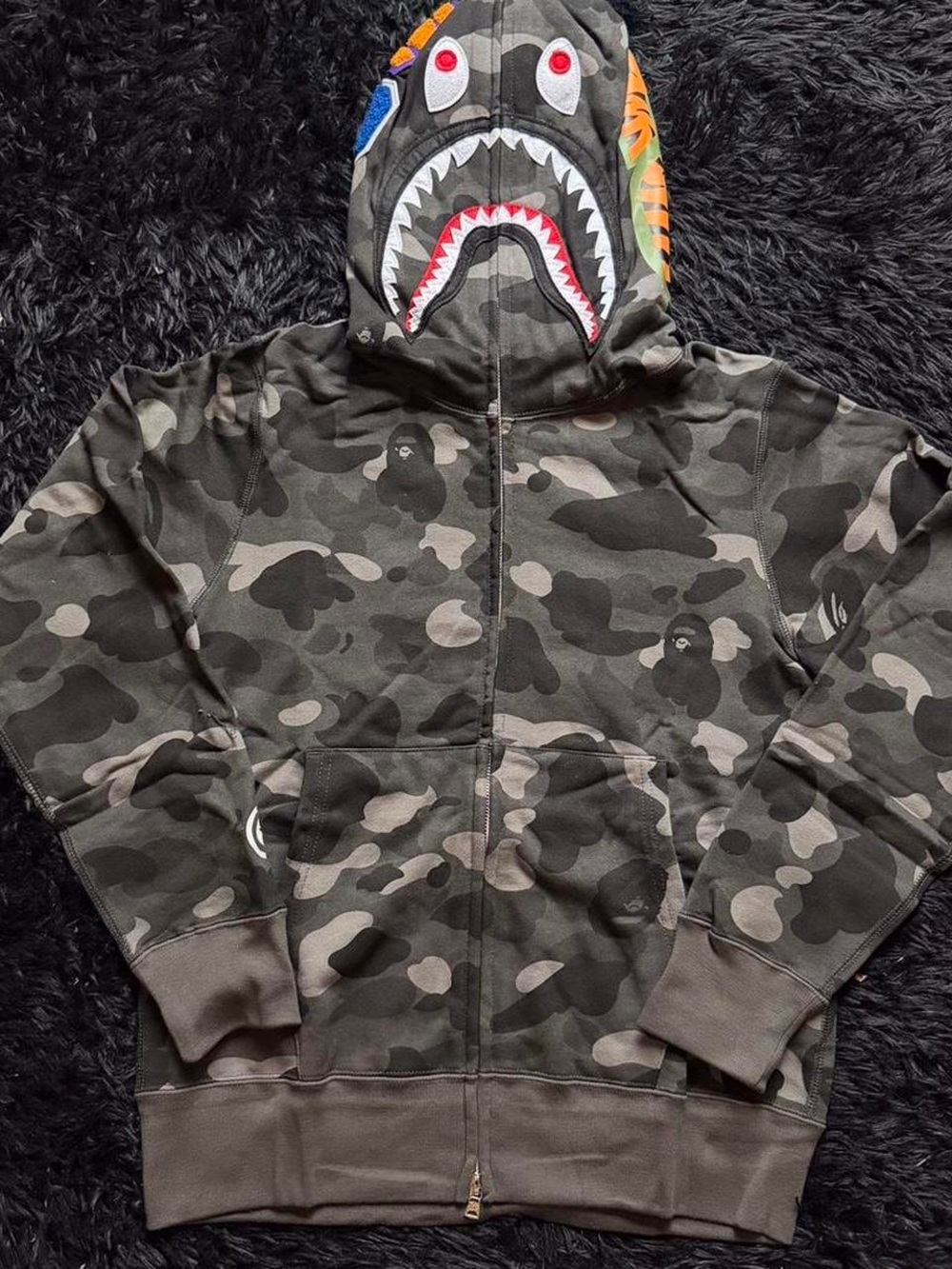 Bape Color Camo Shark Zip-Up Hoodie Black